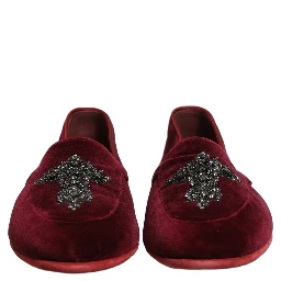 Red Suede Embellished Men Dress Loafers Shoes