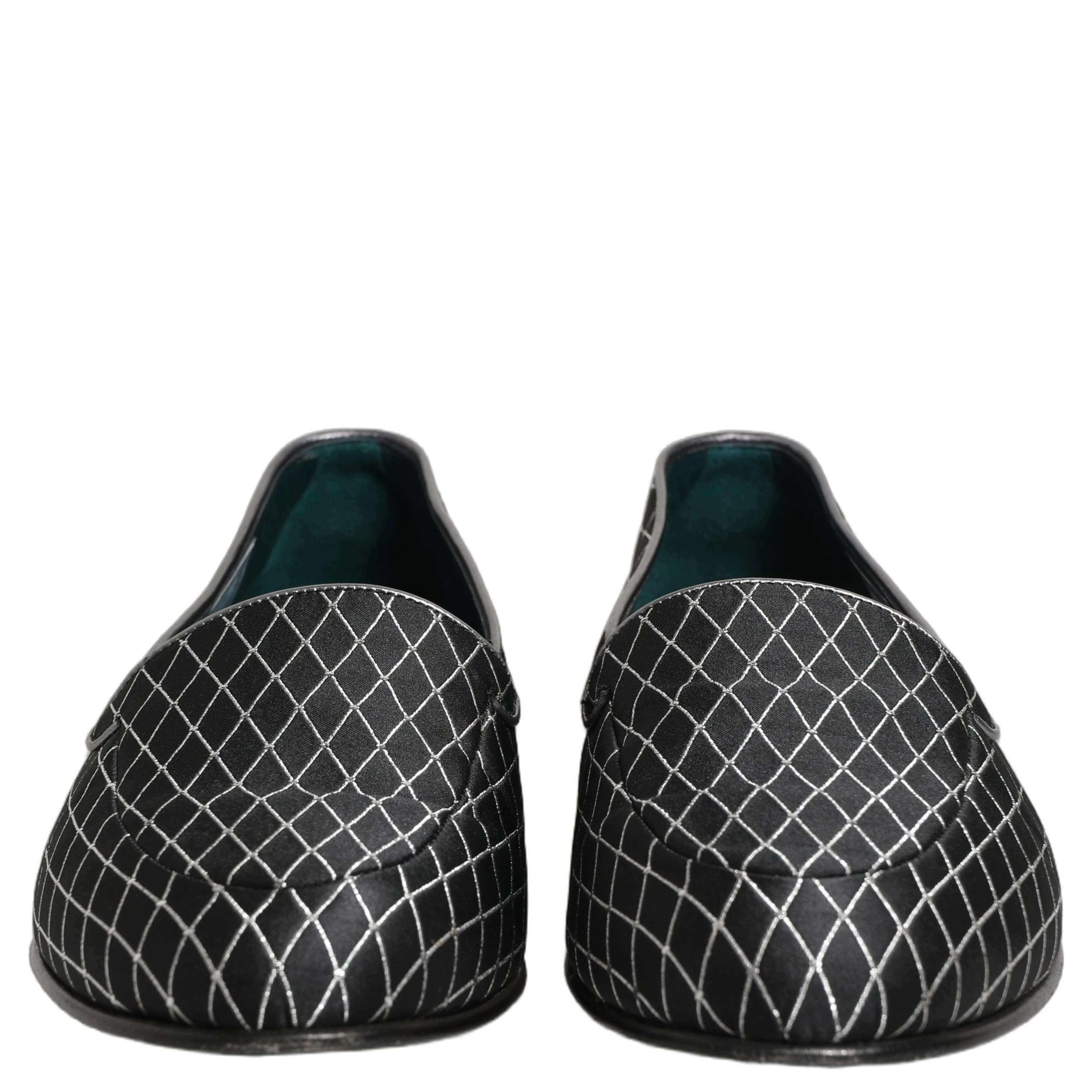 Black Velvet Diamond Stitched Loafers Shoes
