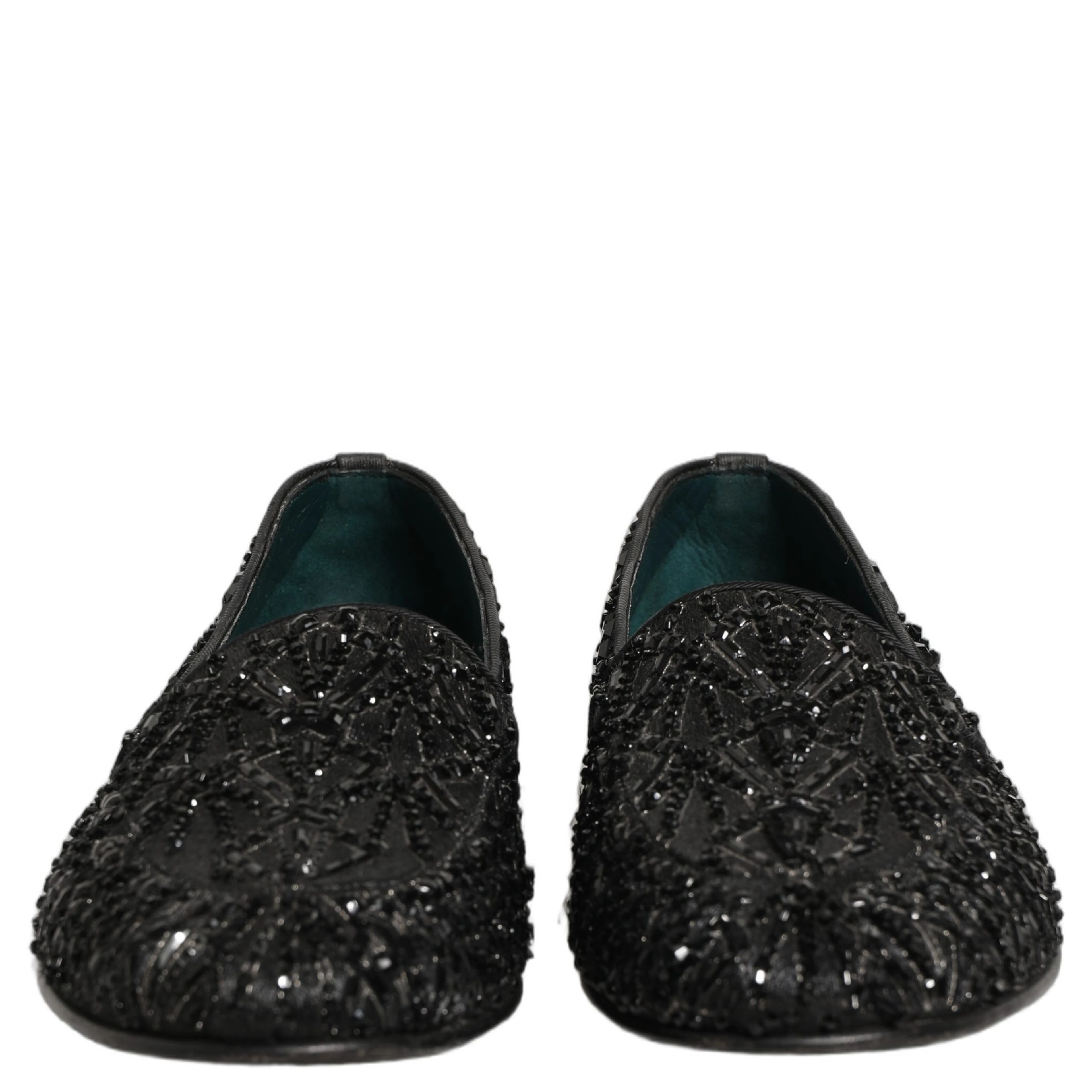 Black Velvet Embroidered Dress Loafers Shoes