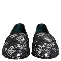 Black Leaf Embroidery Dress Men Loafers Shoes