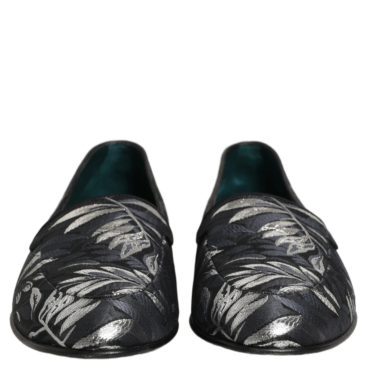Black Leaf Embroidery Dress Men Loafers Shoes