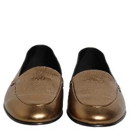 Gold Leather DG Logo Slip On Men Loafers Shoes