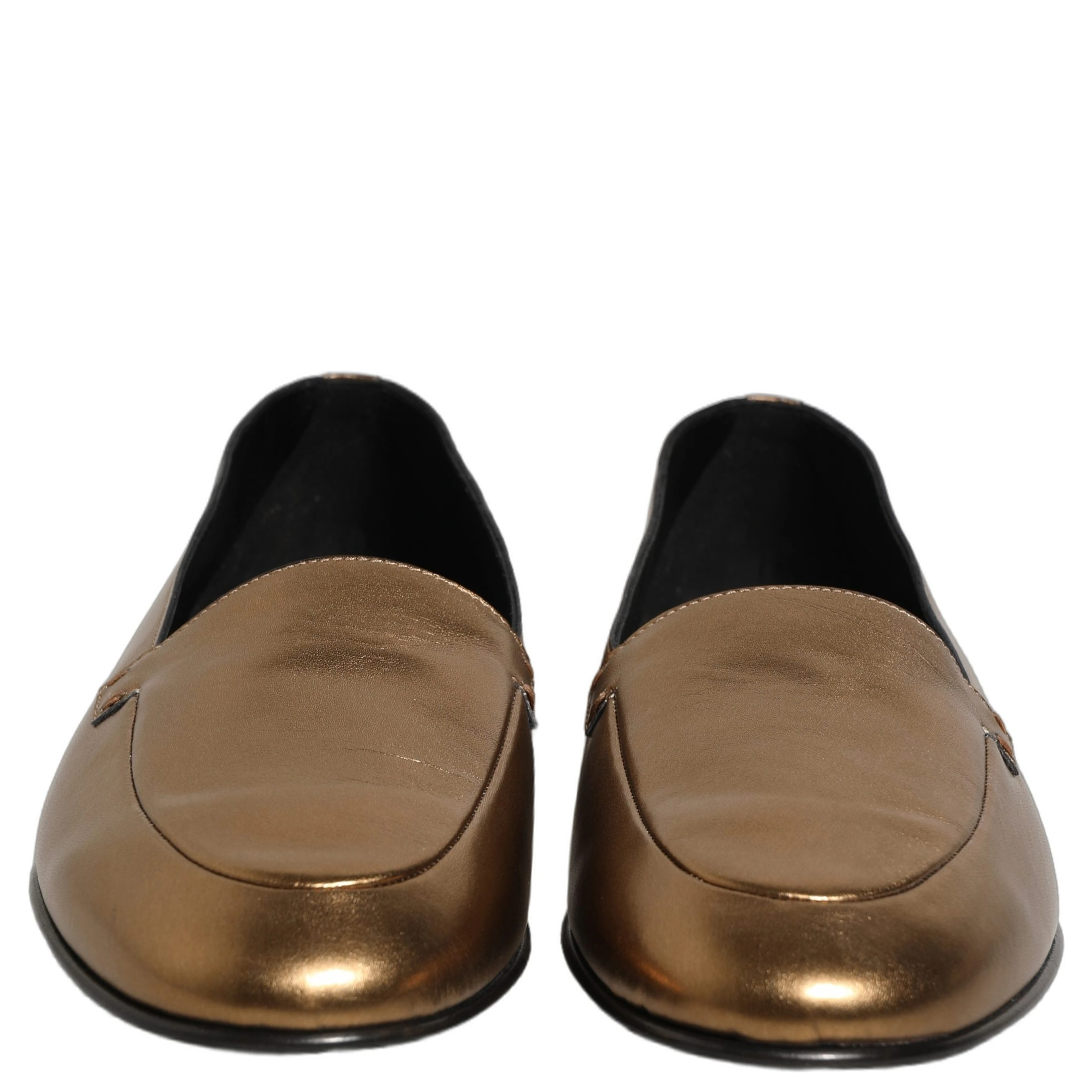 Gold Leather DG Logo Slip On Men Loafers Shoes