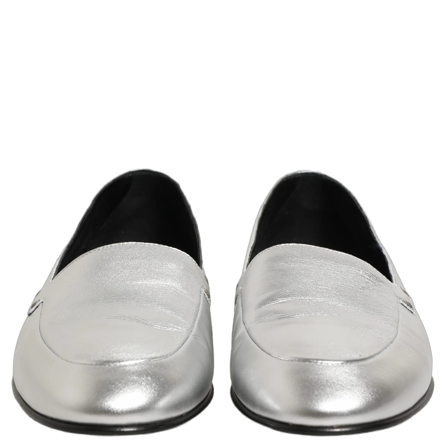 Silver Leather DG Logo Slip On Loafers Shoes