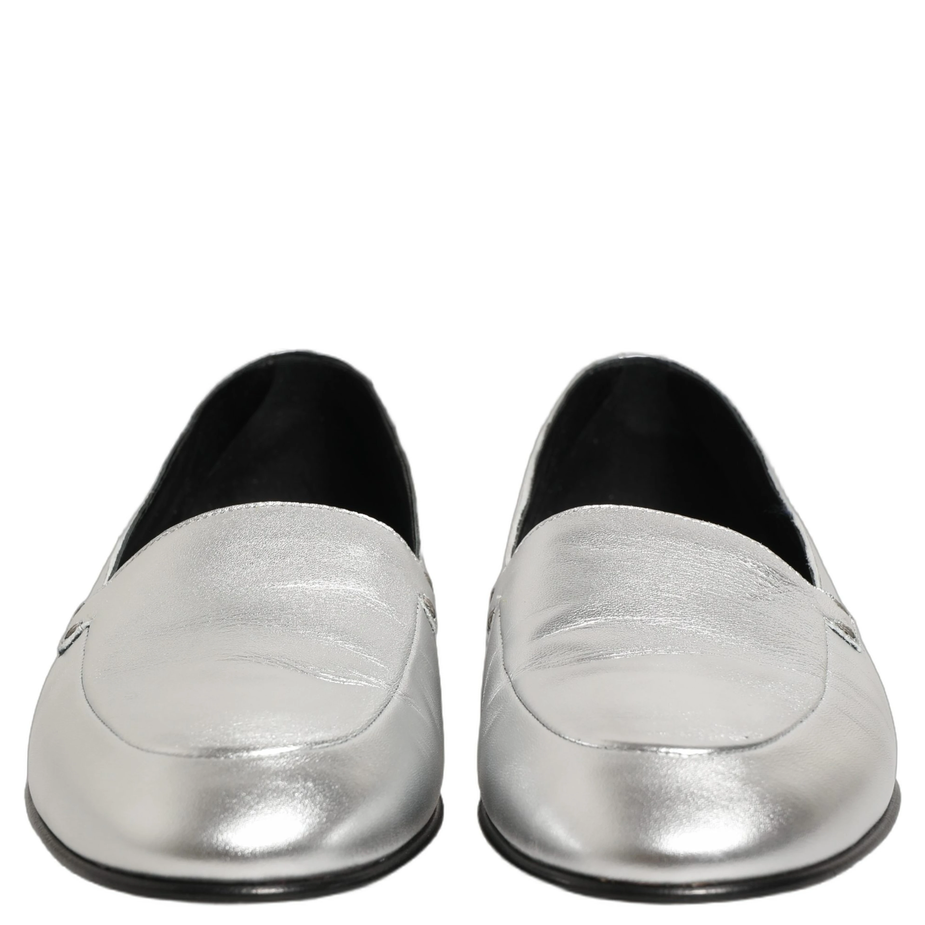 Silver Leather DG Logo Slip On Loafers Shoes