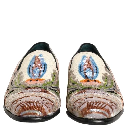 Multicolor Sequin Embroidered Loafers Shoes