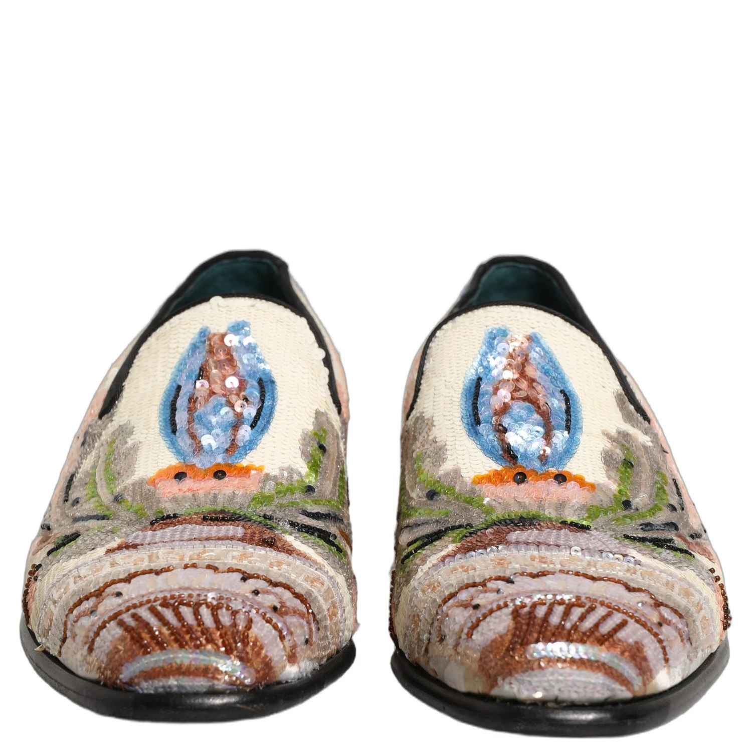 Multicolor Sequin Embroidered Loafers Shoes
