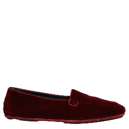 Maroon Velvet Slip On Men Flats Loafers Shoes