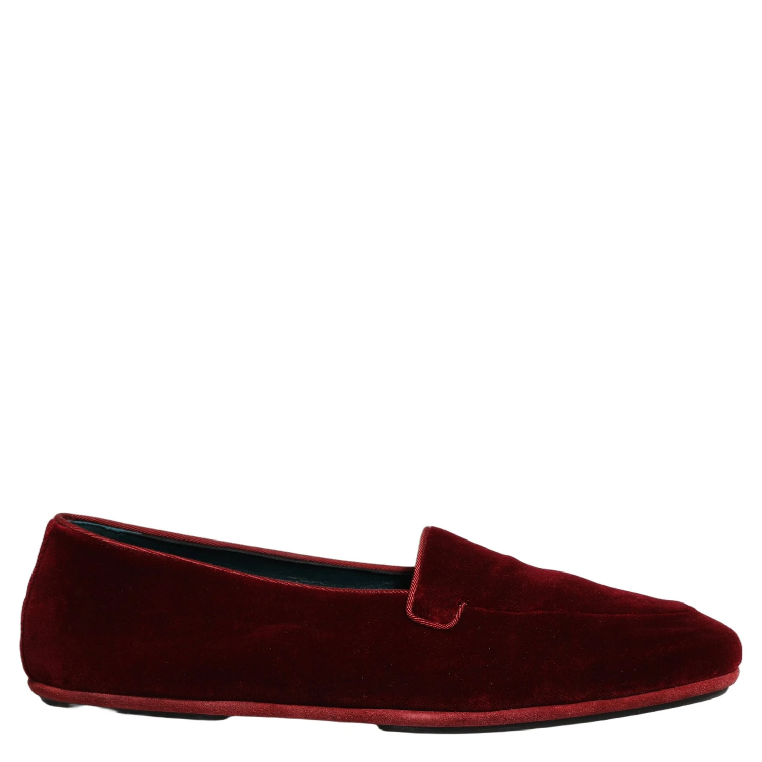 Maroon Velvet Slip On Men Flats Loafers Shoes