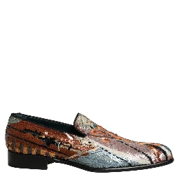 Multicolor Embroidered Sequin Loafers Shoes