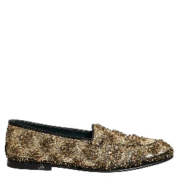 Gold Sequin Embellished Dress Loafers Shoes
