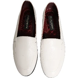 White Leather Logo Slip On Men Loafers Shoes