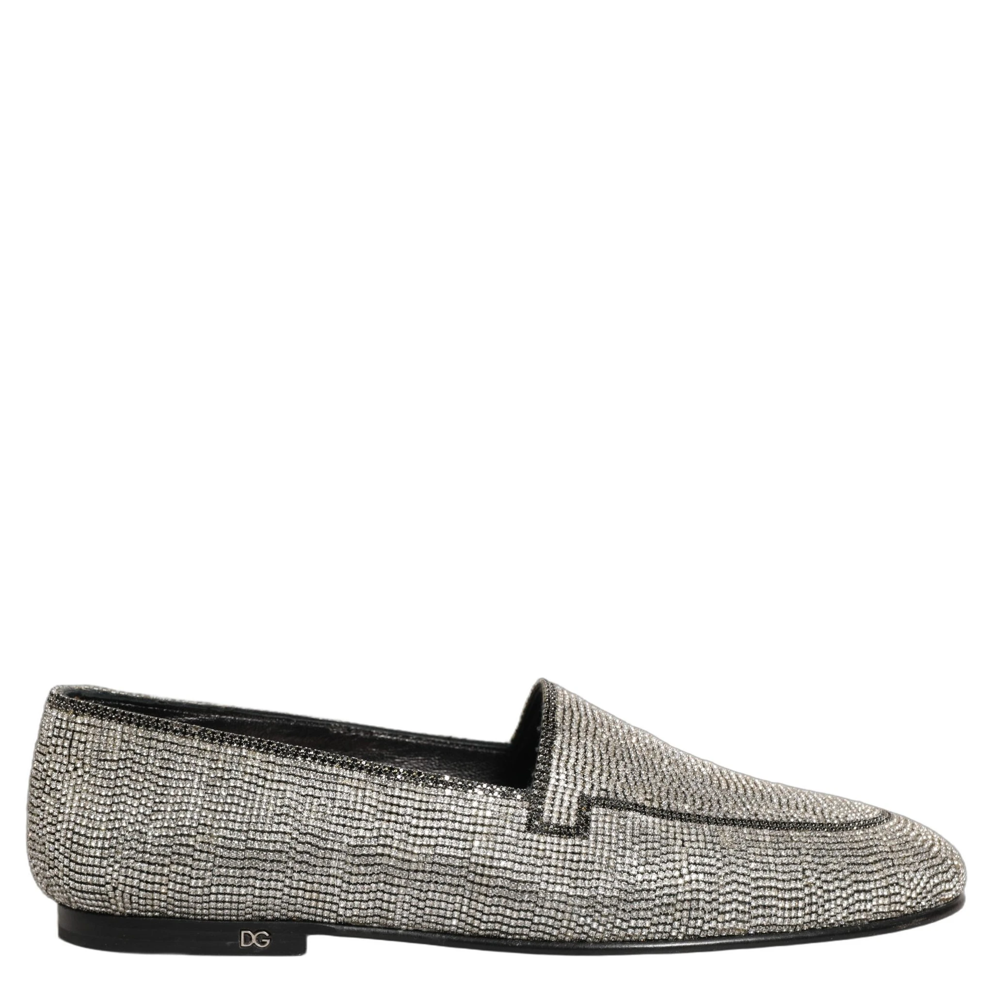 Silver Crystal Embellished Men Loafers Shoes