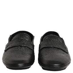 Black Deerskin Leather Driver Loafers Shoes