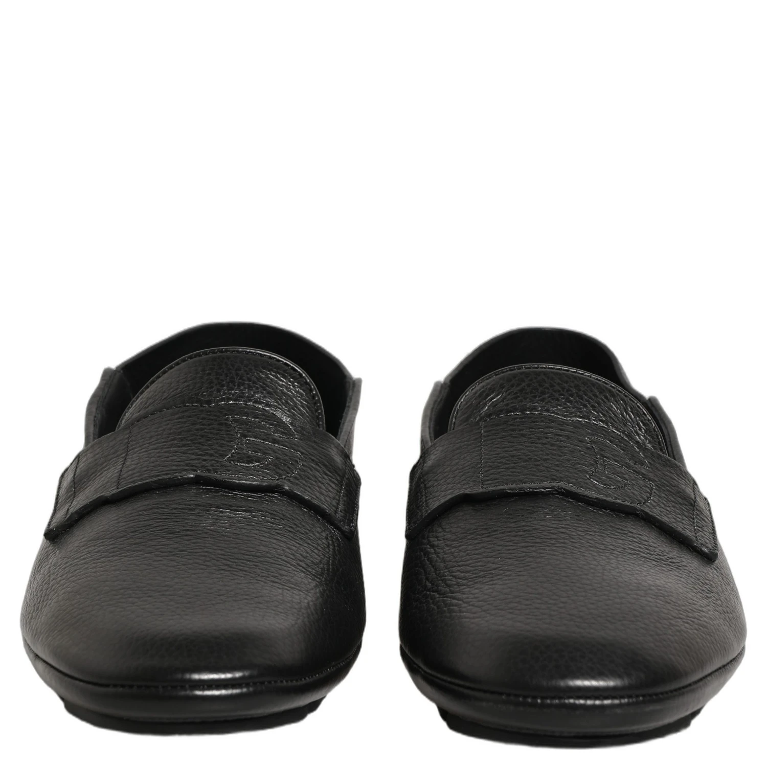 Black Deerskin Leather Driver Loafers Shoes