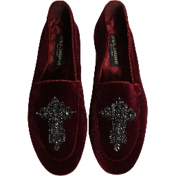 Red Suede Embellished Men Dress Loafers Shoes
