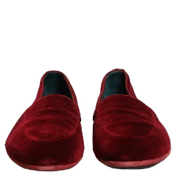 Maroon Velvet Slip On Men Flats Loafers Shoes