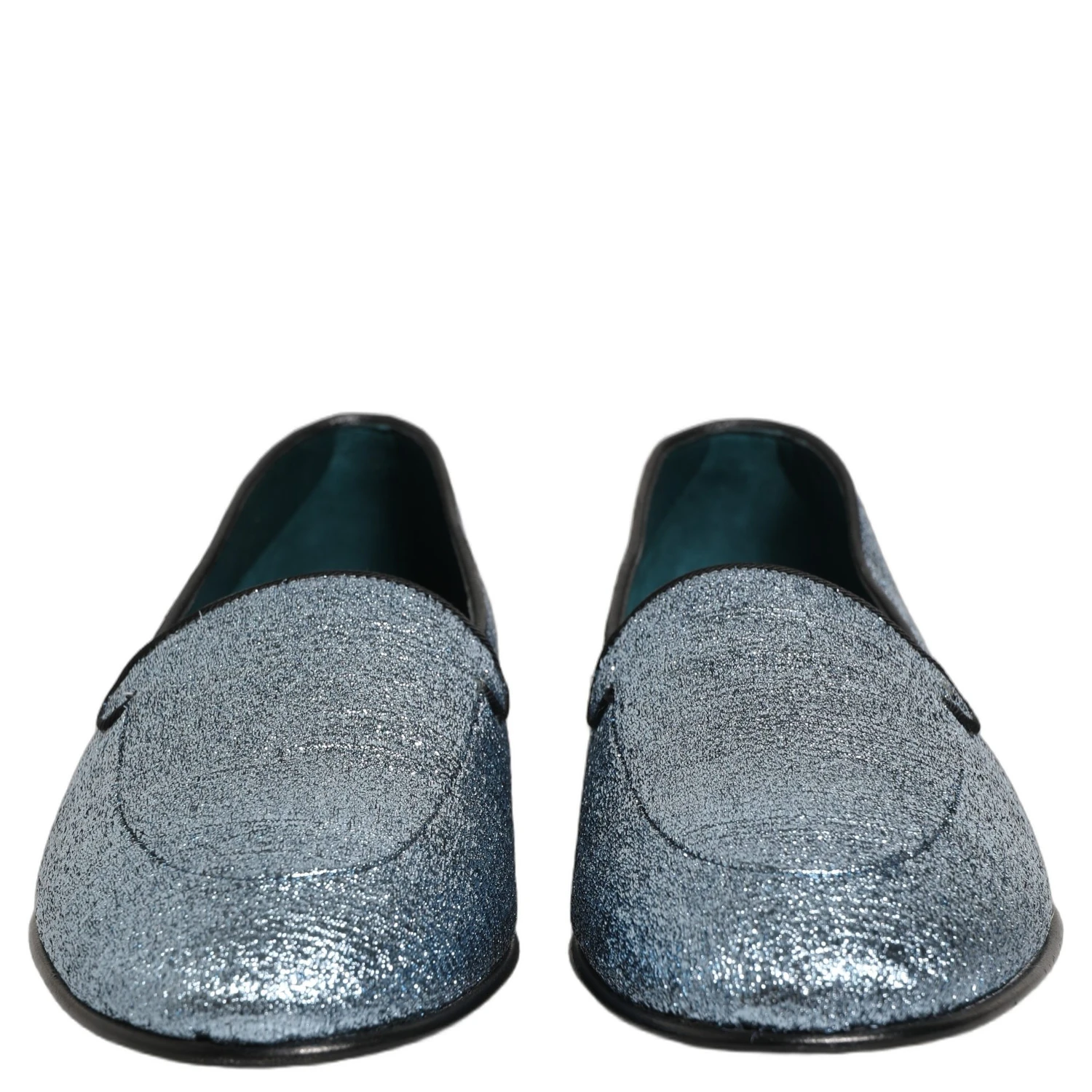 Blue Glitter Lurex DG Logo Dress Loafers Shoes