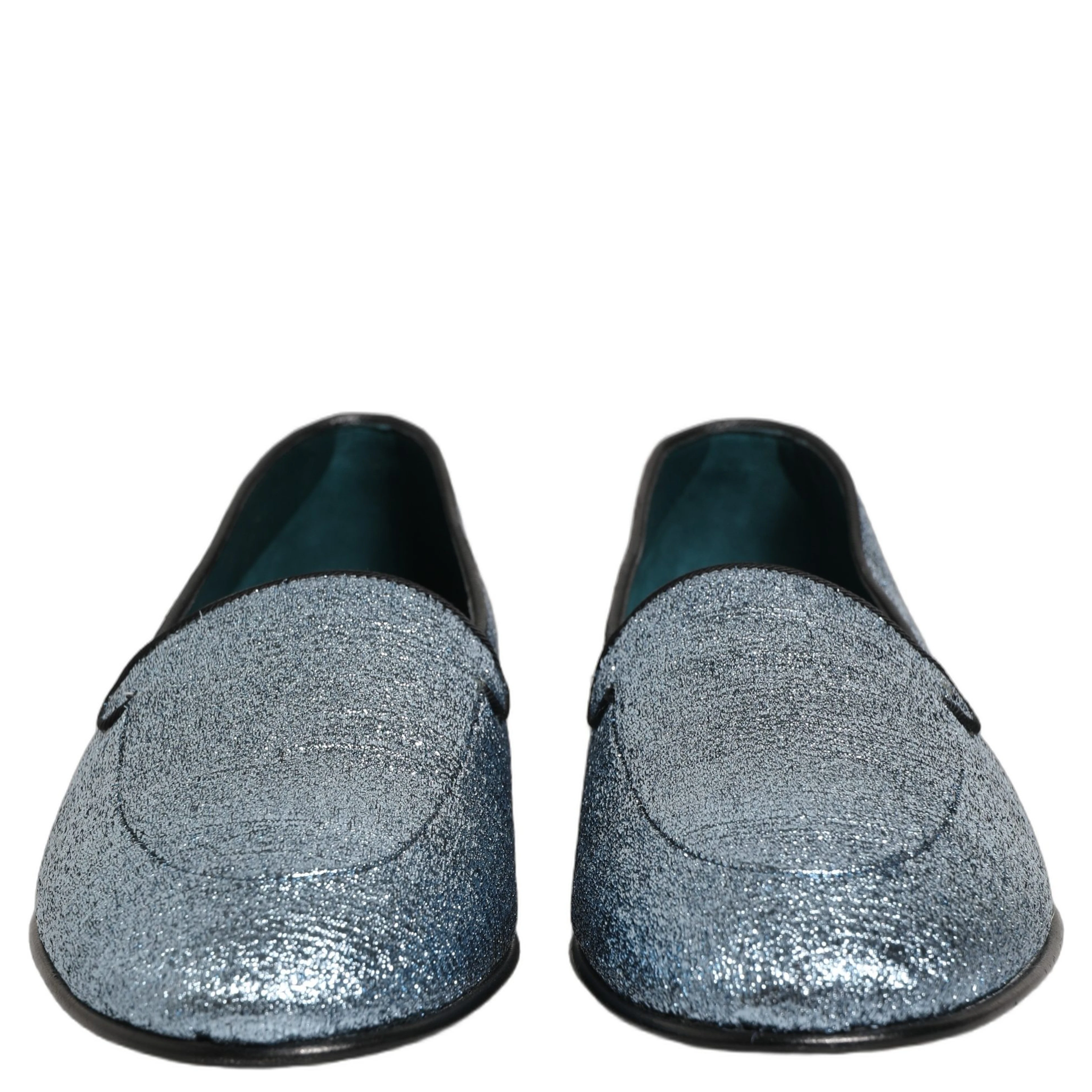 Blue Glitter Lurex DG Logo Dress Loafers Shoes