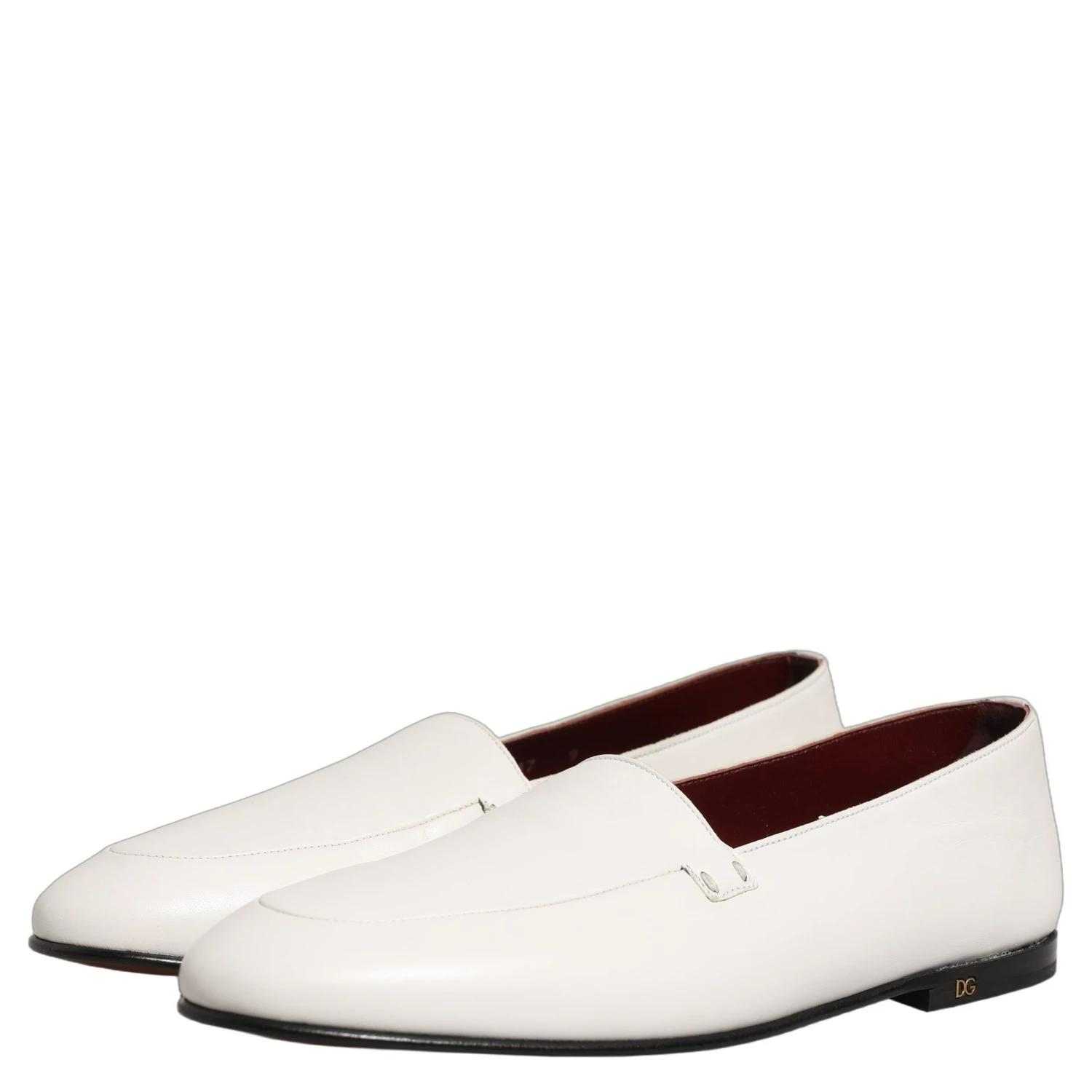 White Leather Logo Slip On Men Loafers Shoes