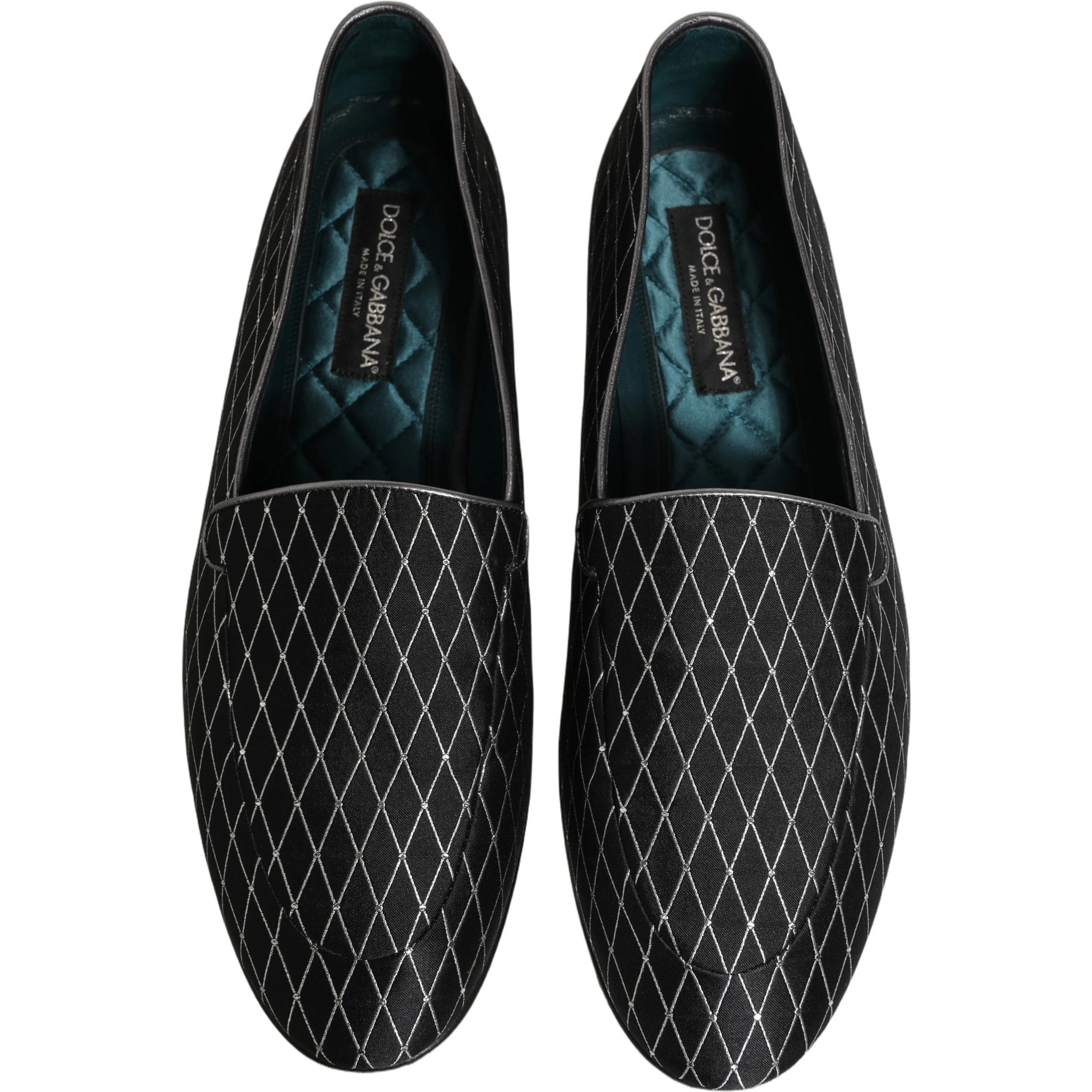 Black Velvet Diamond Stitched Loafers Shoes