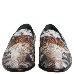 Multicolor Floral Tapestry Embroidery Loafer Shoes