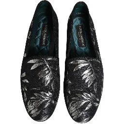 Black Leaf Embroidery Dress Men Loafers Shoes