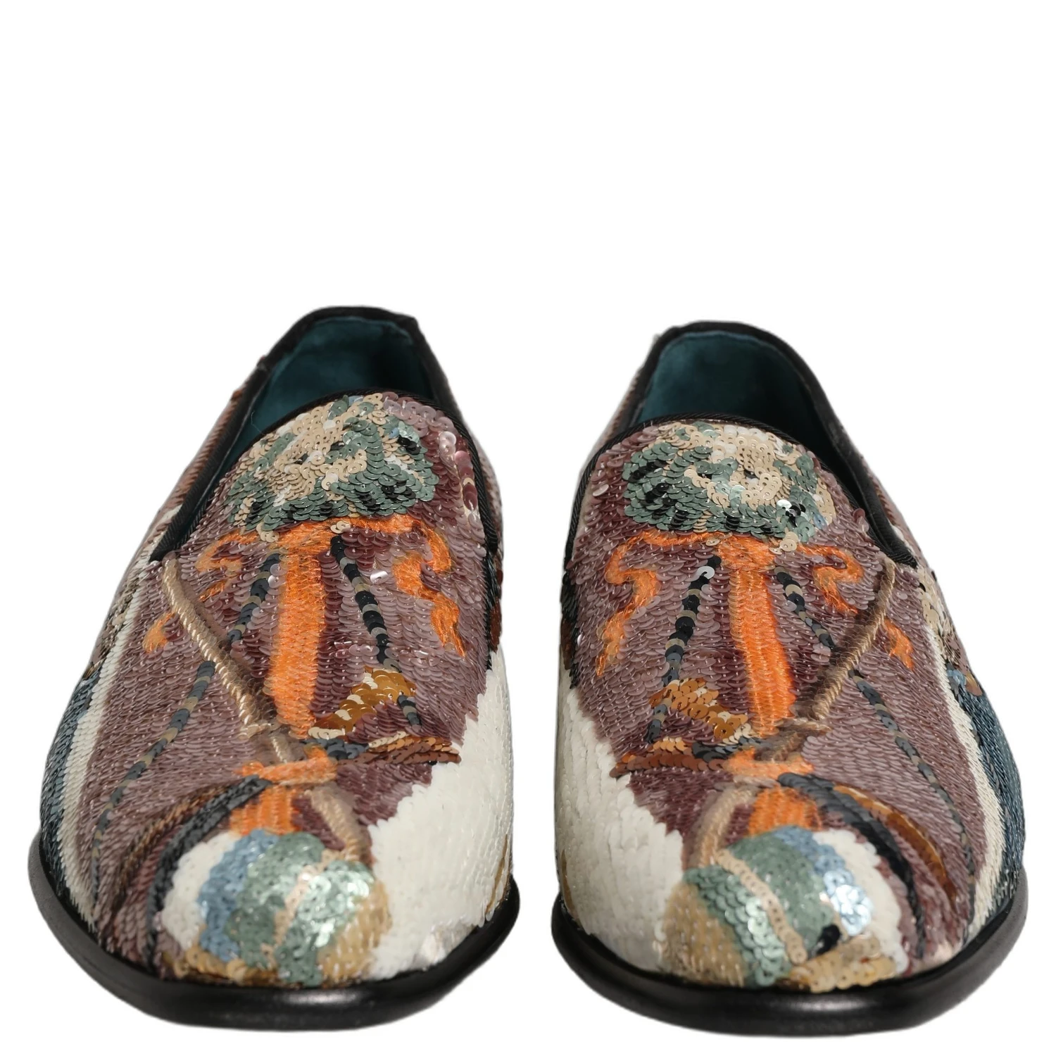 Multicolor Embroidered Sequin Loafers Shoes