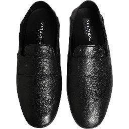 Black Deerskin Leather Driver Loafers Shoes