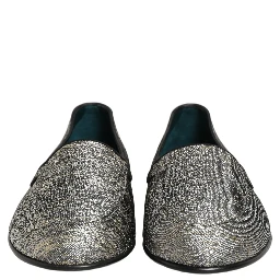 Gray Glitter Lurex DG Logo Dress Loafers Shoes