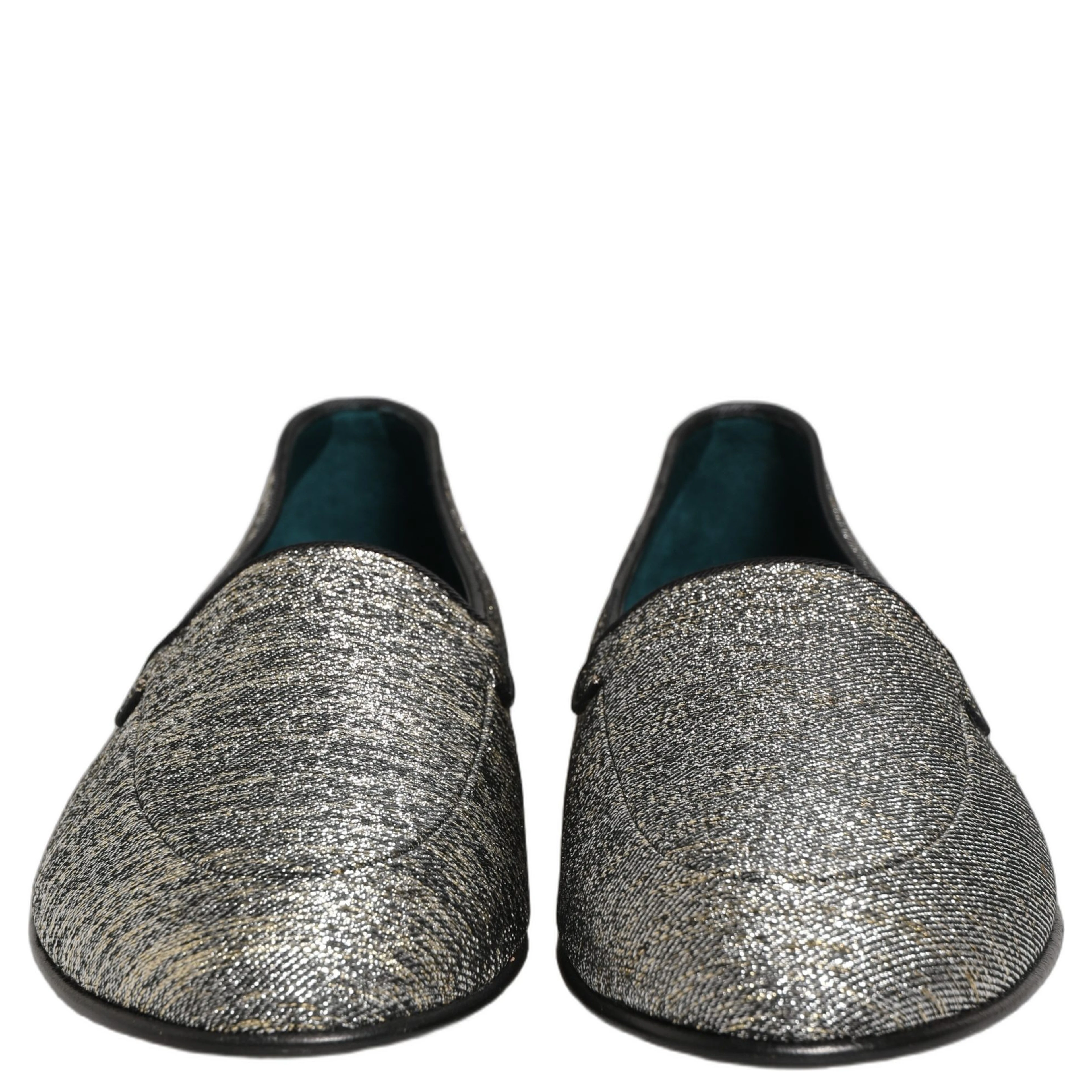 Gray Glitter Lurex DG Logo Dress Loafers Shoes
