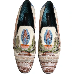 Multicolor Sequin Embroidered Loafers Shoes