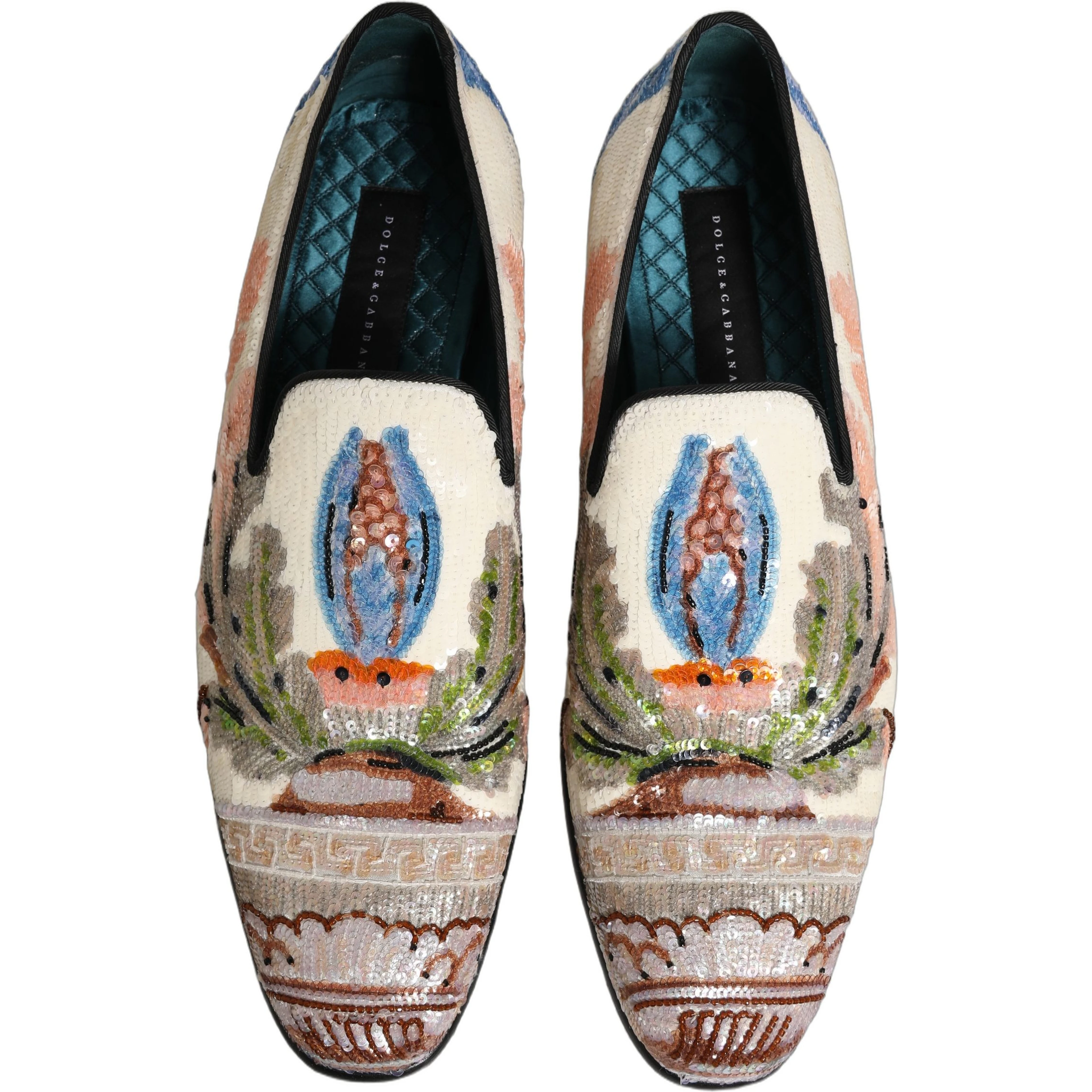 Multicolor Sequin Embroidered Loafers Shoes