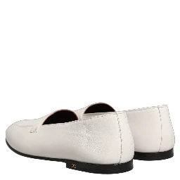 White Leather Logo Slip On Men Loafers Shoes