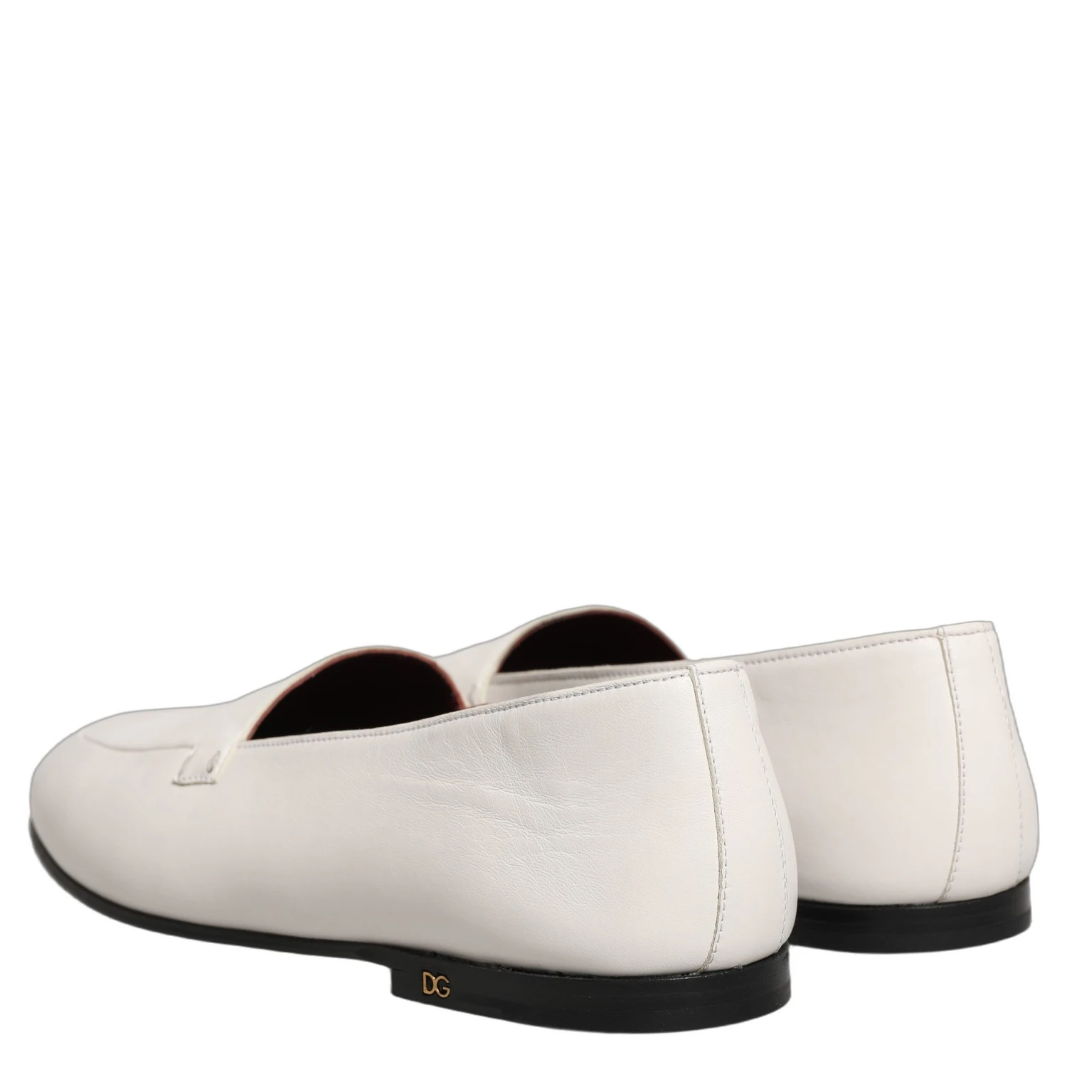 White Leather Logo Slip On Men Loafers Shoes