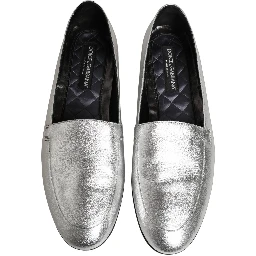 Silver Leather DG Logo Slip On Loafers Shoes