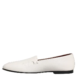 White Leather Logo Slip On Men Loafers Shoes