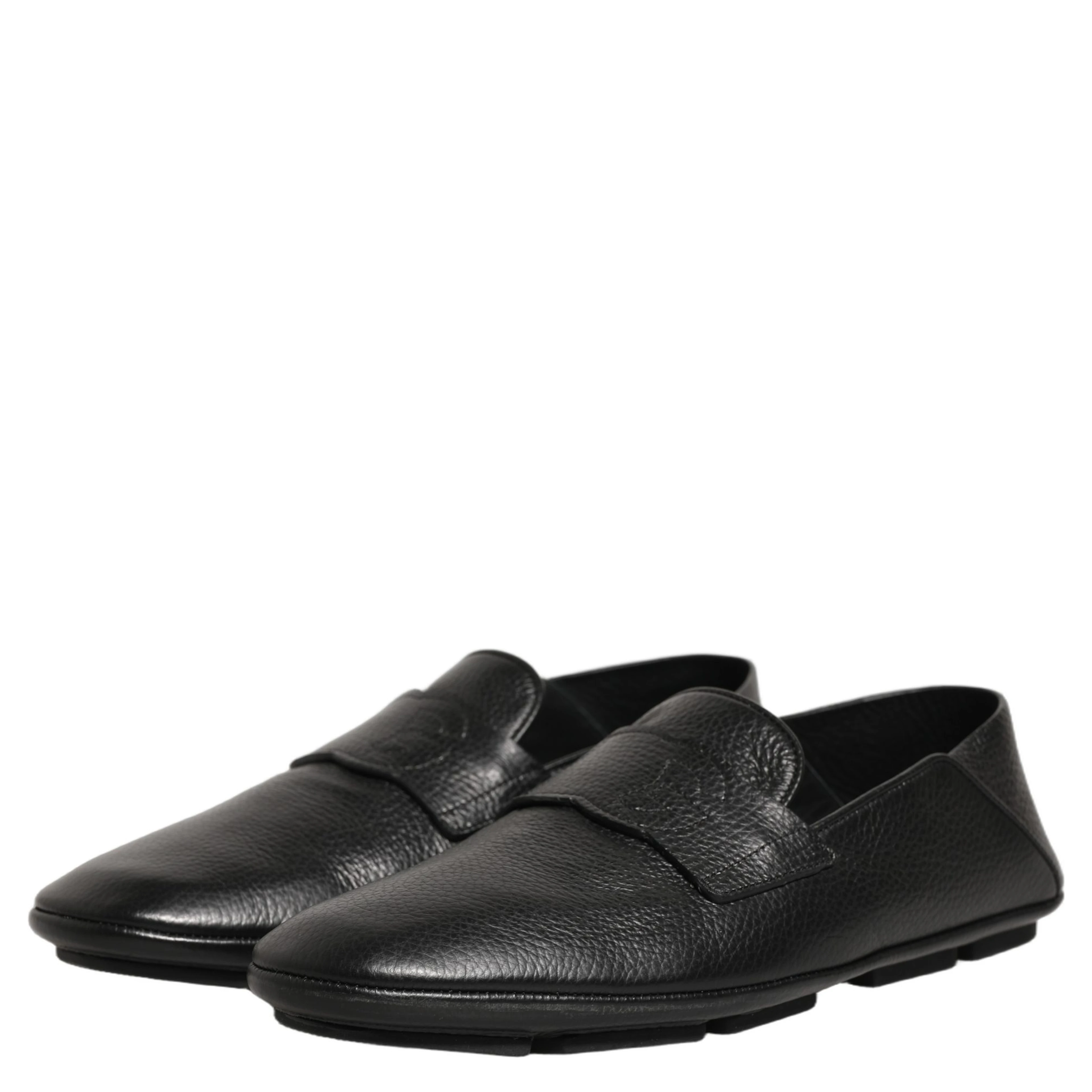 Black Deerskin Leather Driver Loafers Shoes