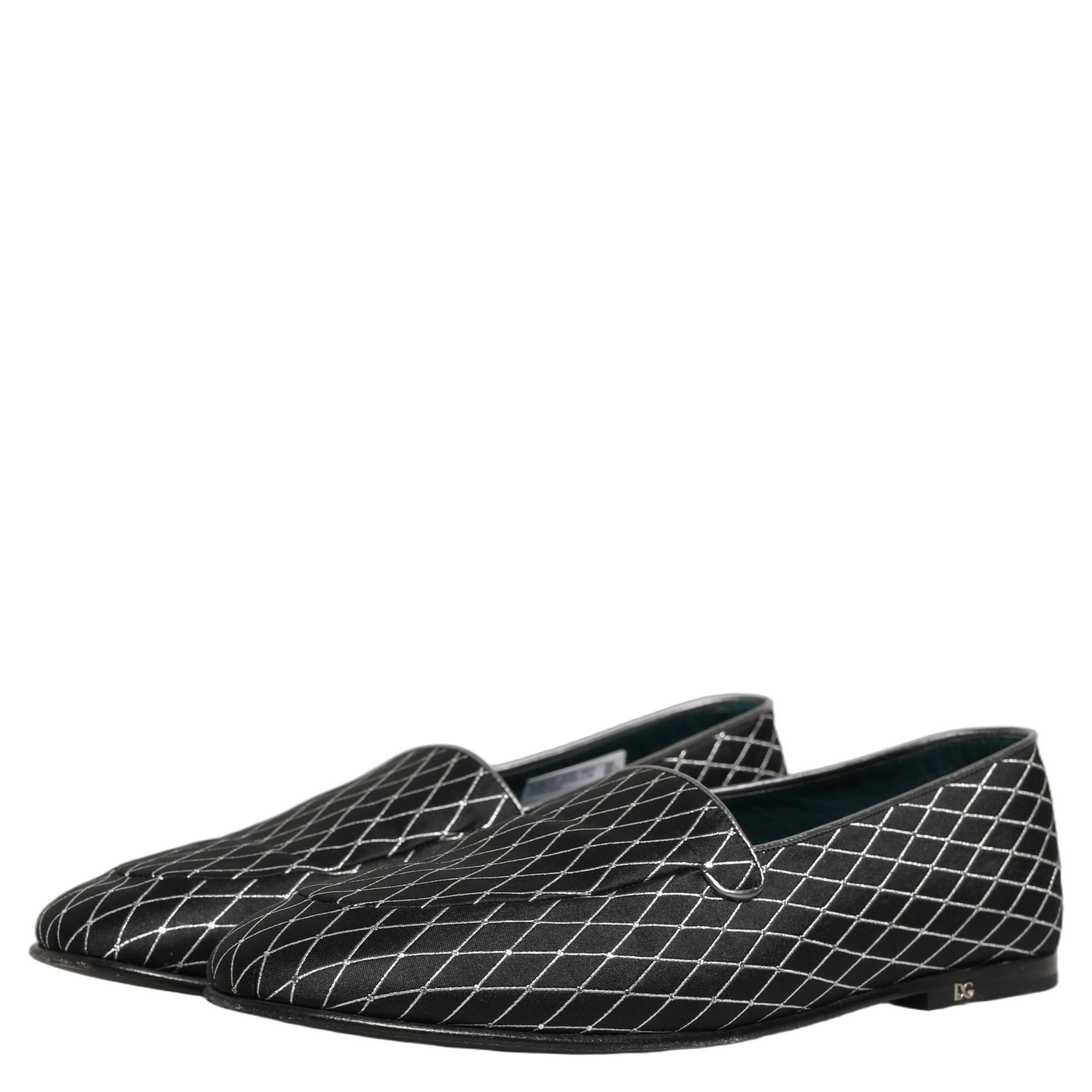 Black Velvet Diamond Stitched Loafers Shoes