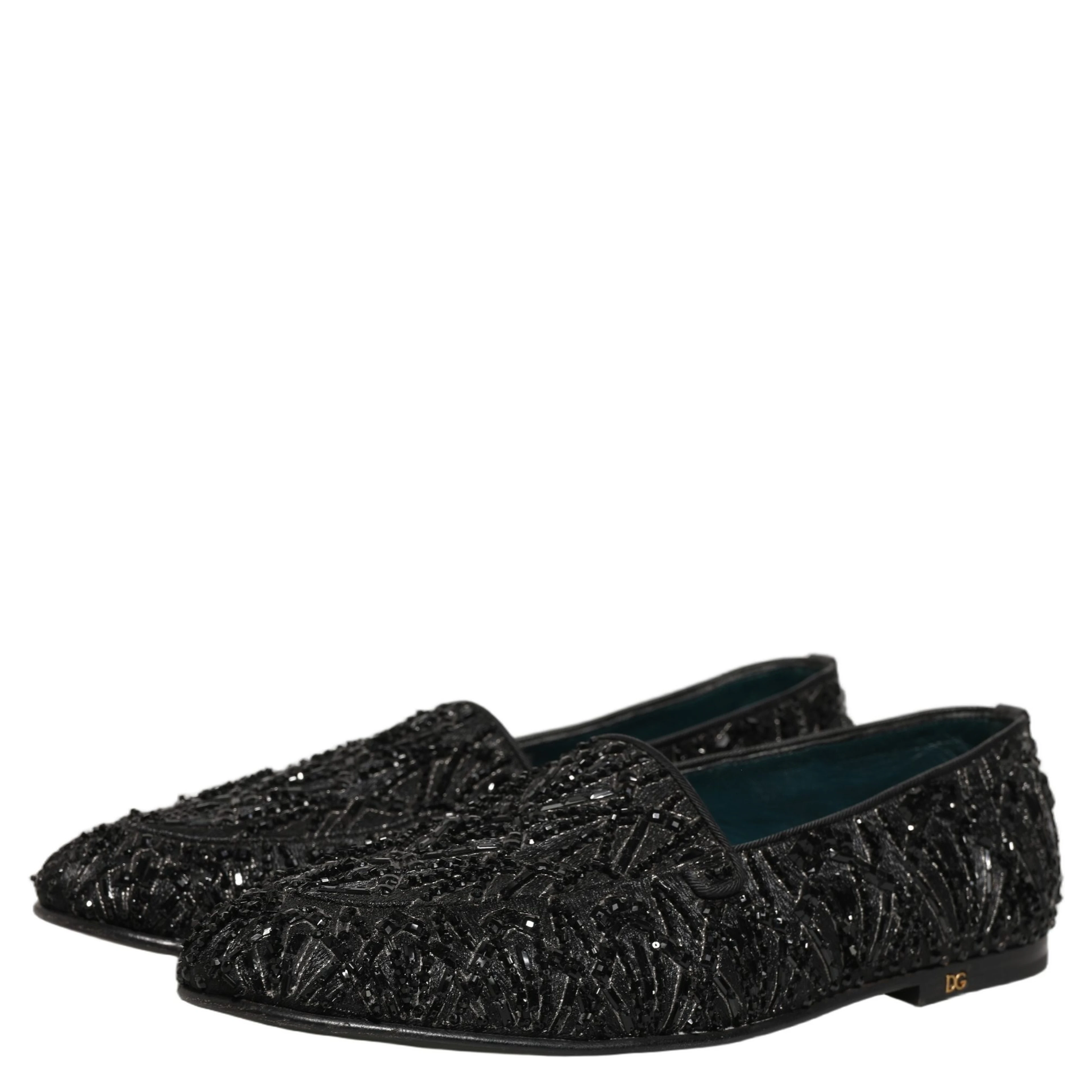 Black Velvet Embroidered Dress Loafers Shoes