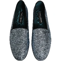 Blue Glitter Lurex DG Logo Dress Loafers Shoes