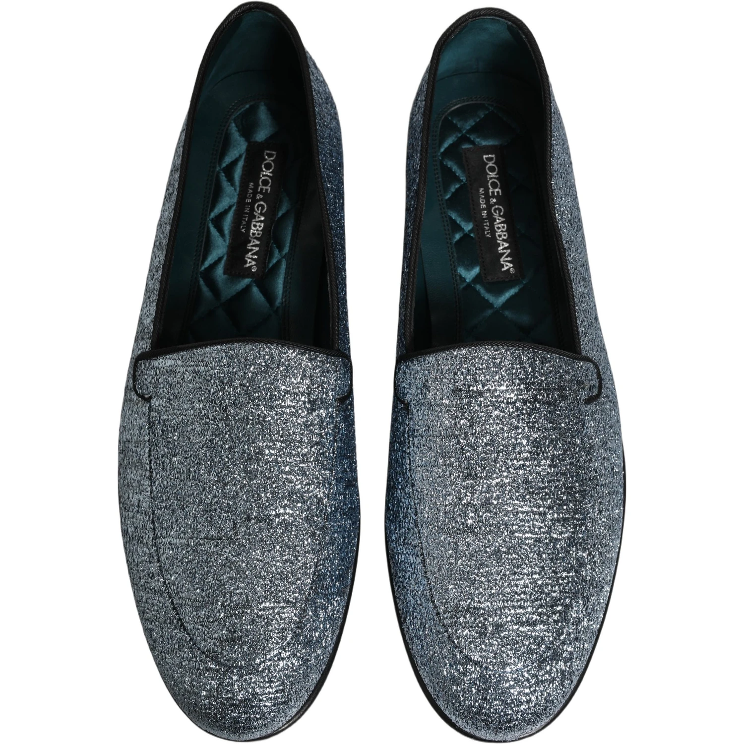 Blue Glitter Lurex DG Logo Dress Loafers Shoes