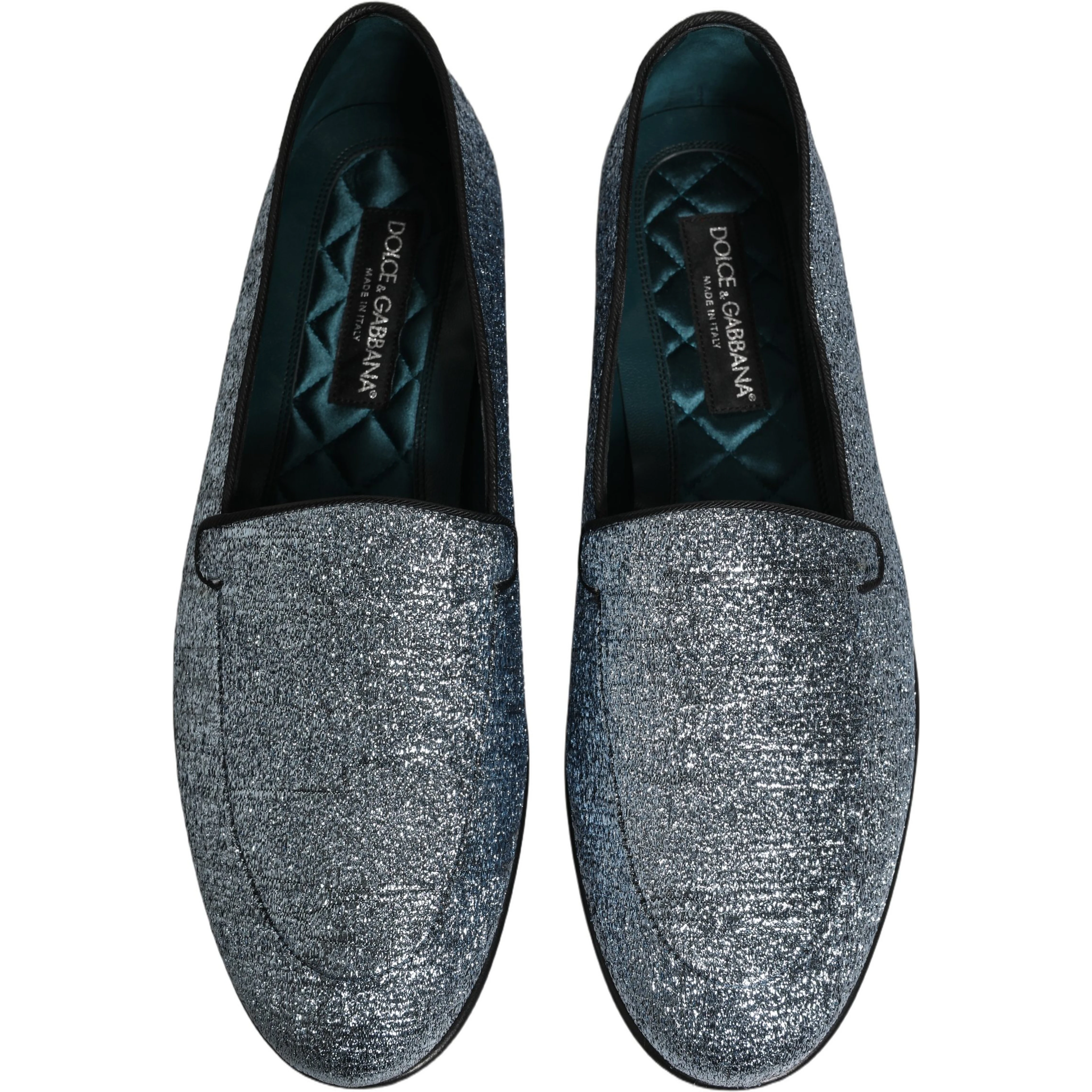 Blue Glitter Lurex DG Logo Dress Loafers Shoes