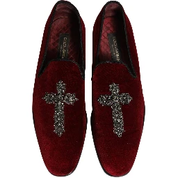 Maroon Suede Cross Slip On Dress Loafers Shoes
