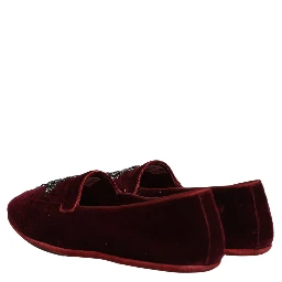 Red Suede Embellished Men Dress Loafers Shoes