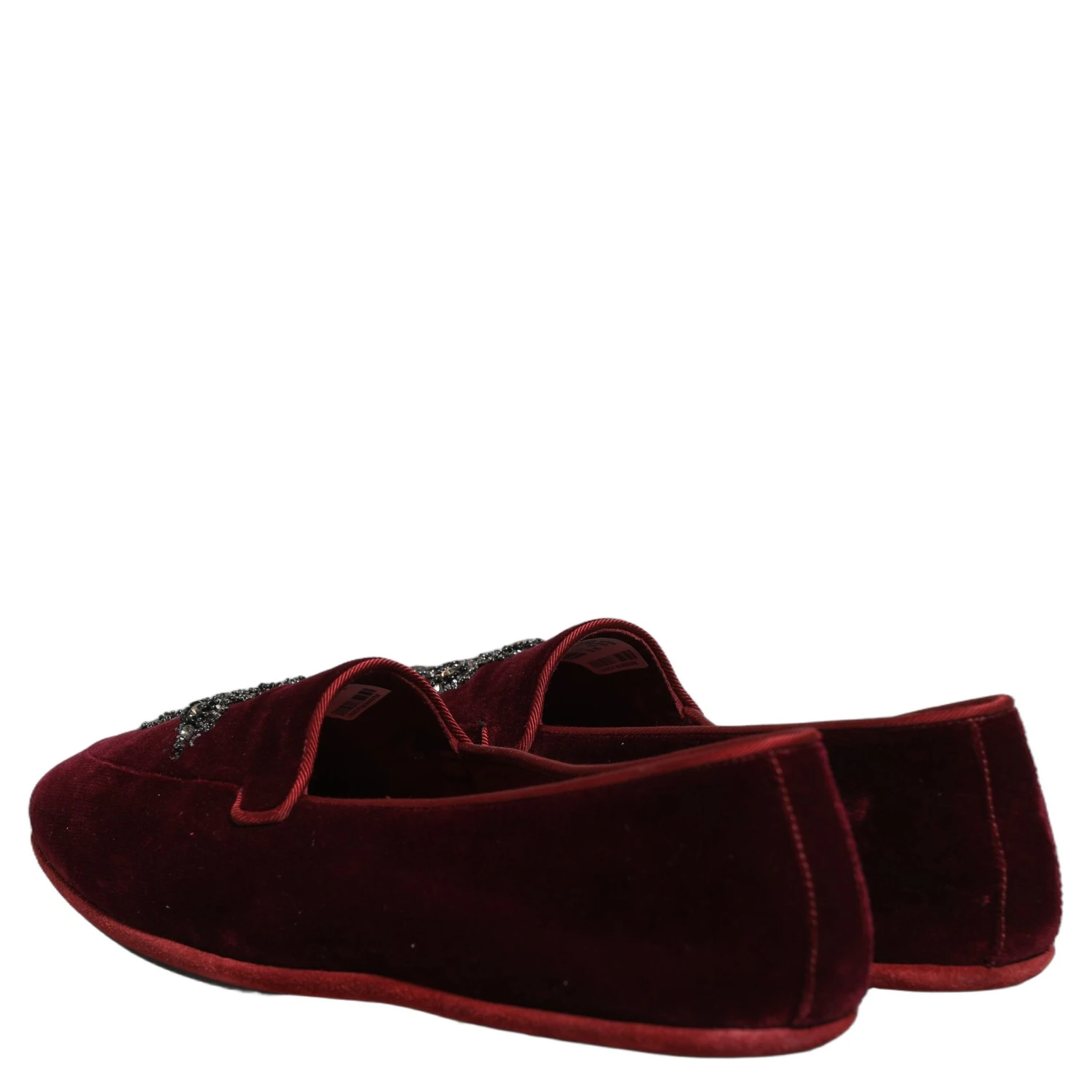 Red Suede Embellished Men Dress Loafers Shoes