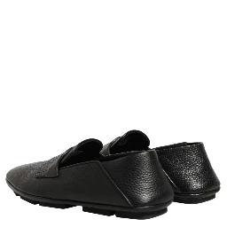 Black Deerskin Leather Driver Loafers Shoes