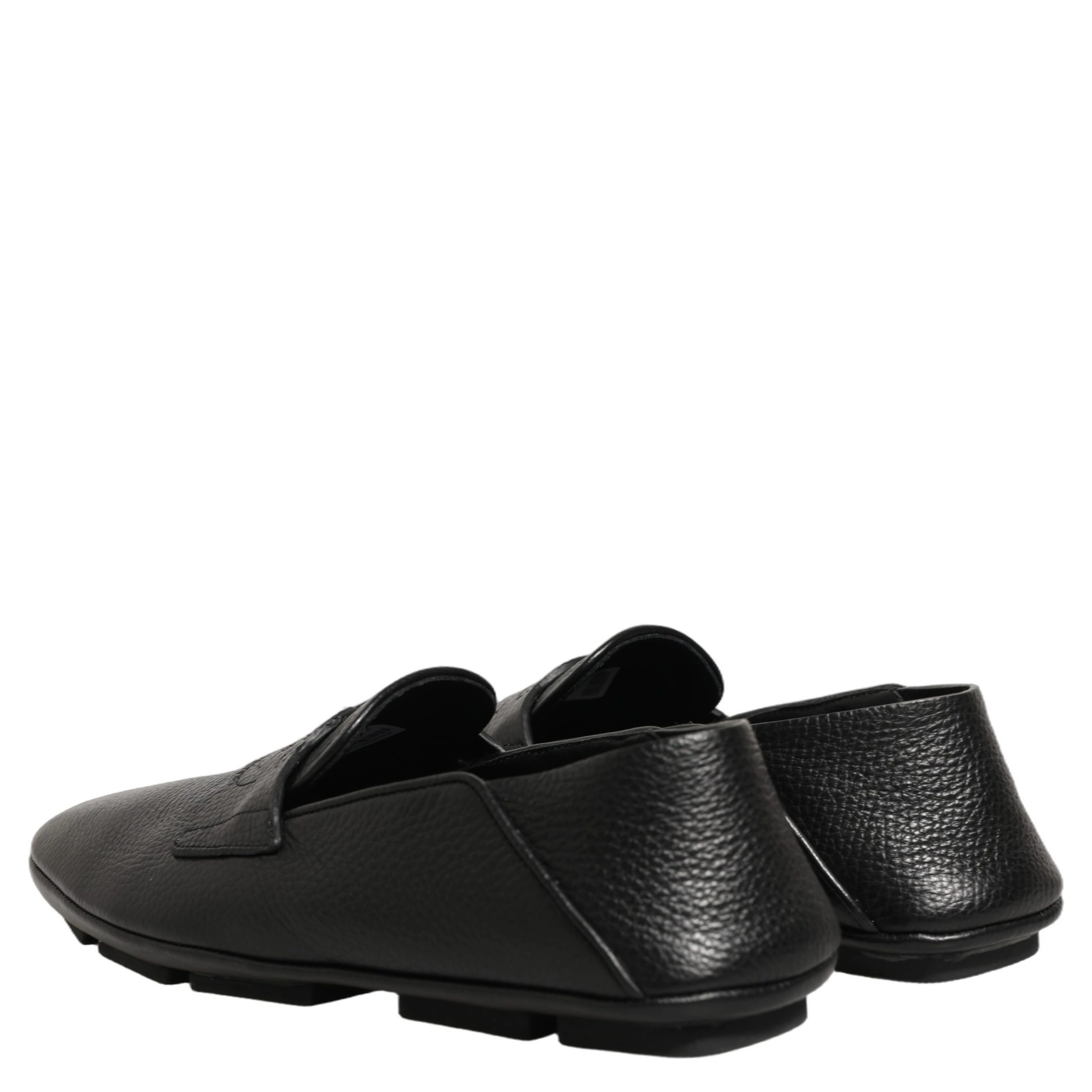 Black Deerskin Leather Driver Loafers Shoes
