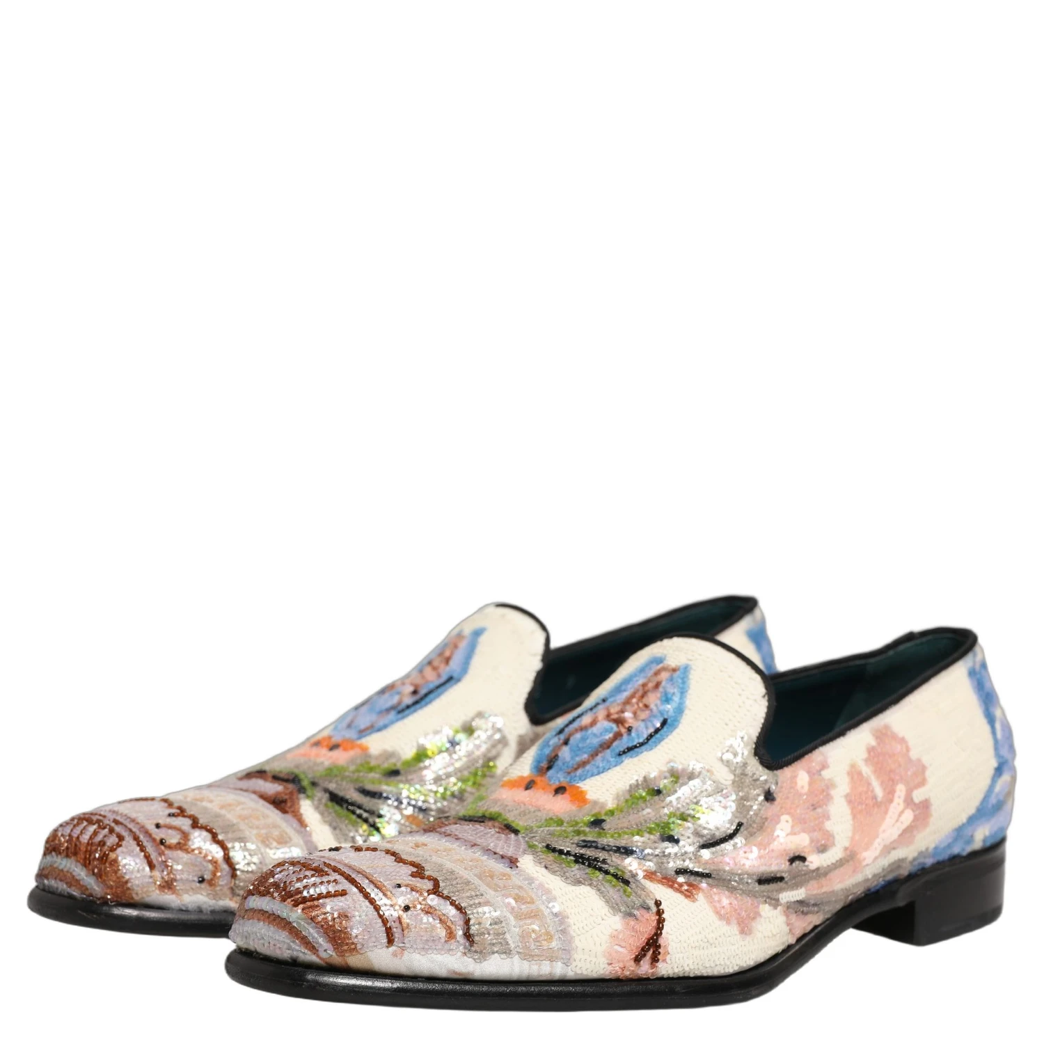 Multicolor Sequin Embroidered Loafers Shoes