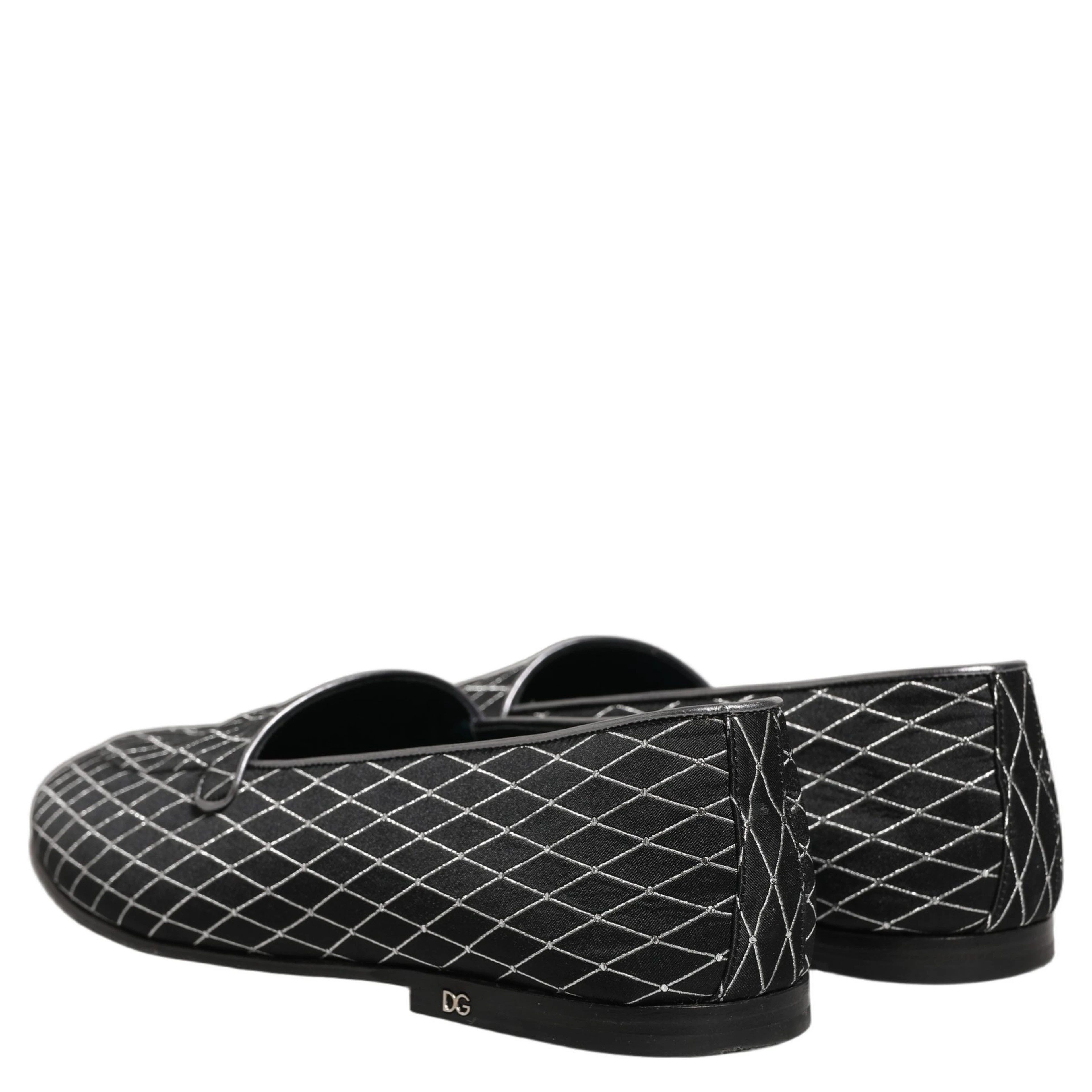 Black Velvet Diamond Stitched Loafers Shoes